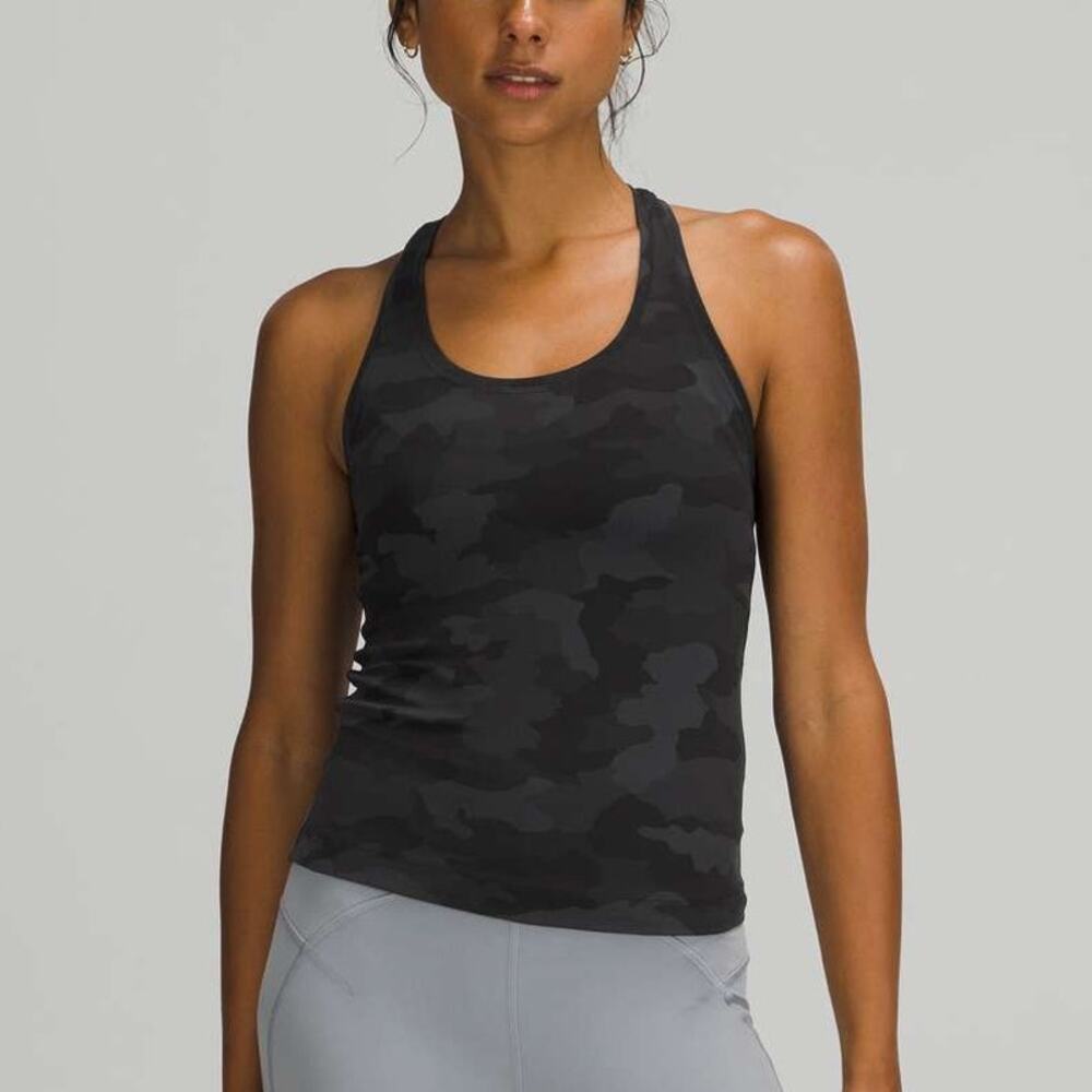 Lululemon Cool Racerback Tank Dark Gray Camo Size 4